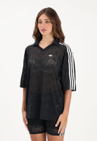 ADIDAS ORIGINALS Polo a manica corta in pizzo nera da donna KD0344 . ADIDAS ORIGINALS 