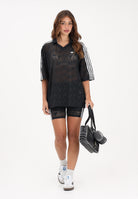 ADIDAS ORIGINALS Polo a manica corta in pizzo nera da donna KD0344 . ADIDAS ORIGINALS 