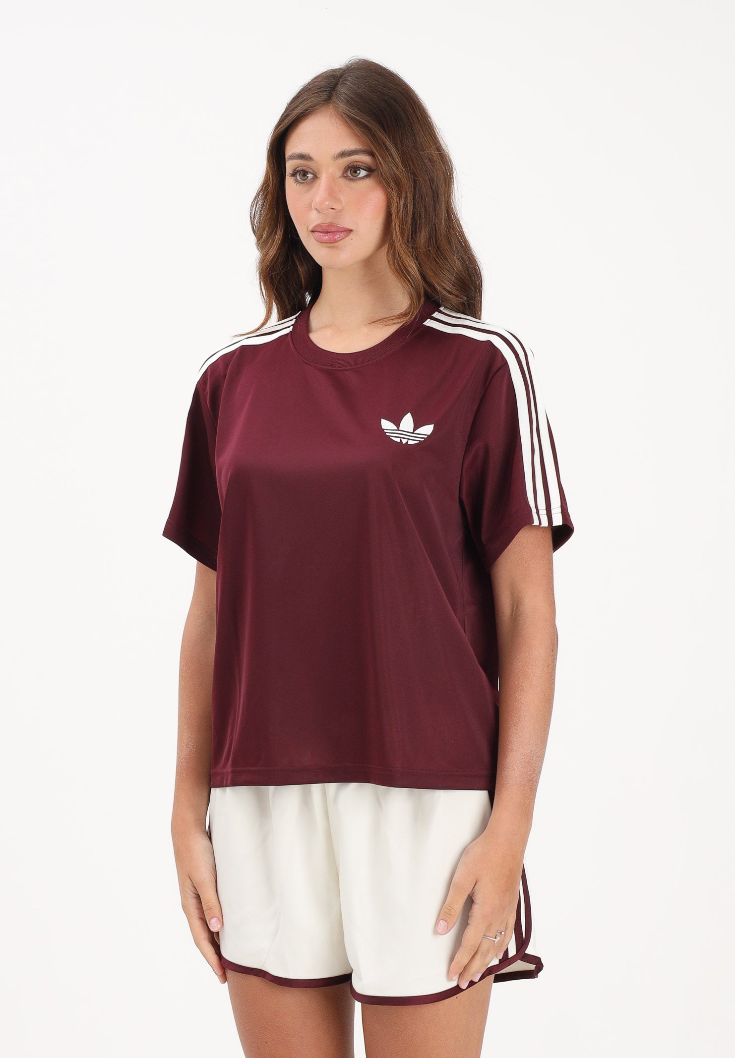 ADIDAS ORIGINALS T-shirt a manica corta FIREBIRD bordeaux da donna KD1349 . ADIDAS ORIGINALS 