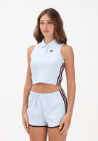 ADIDAS ORIGINALS Polo smanicata celeste e bordeaux da donna KD3702 . ADIDAS ORIGINALS 