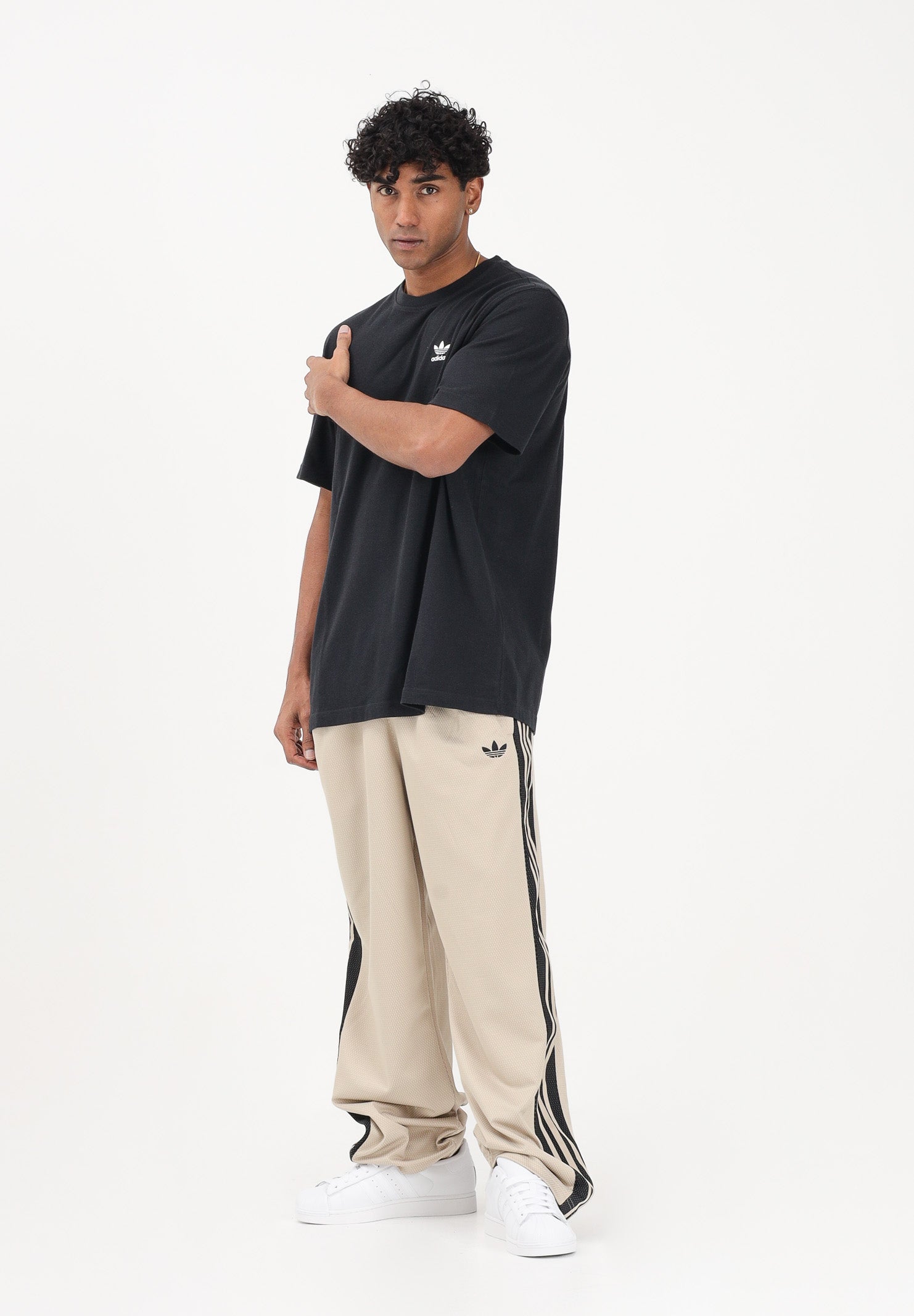 ADIDAS ORIGINALS Pantalone sportivo Loose Mesh beige da uomo KE0116 . ADIDAS ORIGINALS 