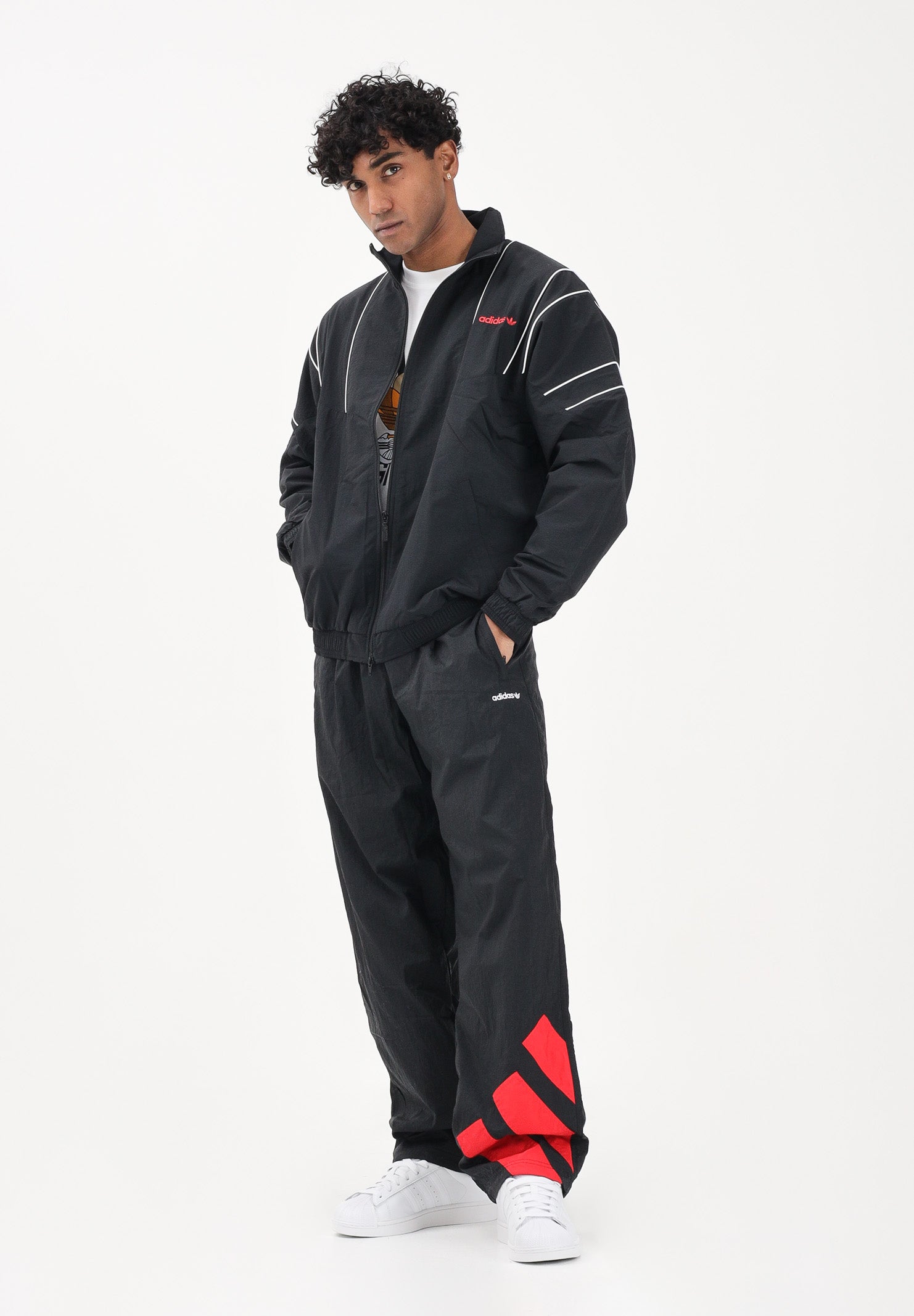 ADIDAS ORIGINALS Pantalone sportivo Adicolor Blocked nero da uomo KE0869 . ADIDAS ORIGINALS 
