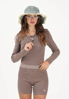 ADIDAS ORIGINALS Body a manica lunga ESSENTIALS RIB WASHED marrone da donna KE1122 . ADIDAS ORIGINALS 