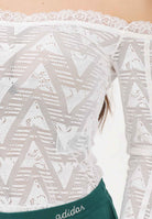 ADIDAS ORIGINALS Top a manica lunga Lace Bardot bianco da donna KE3458 . ADIDAS ORIGINALS 