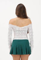 ADIDAS ORIGINALS Top a manica lunga Lace Bardot bianco da donna KE3458 . ADIDAS ORIGINALS 