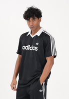 ADIDAS ORIGINALS Polo a manica corta Archive Collar Engineered Jersey nera da uomo KE3584 . ADIDAS ORIGINALS 