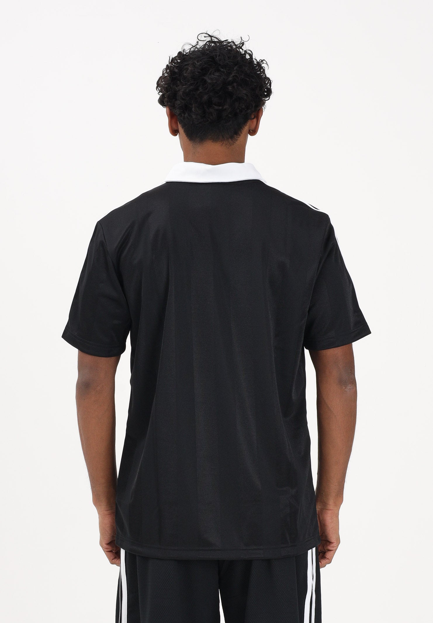 ADIDAS ORIGINALS Polo a manica corta Archive Collar Engineered Jersey nera da uomo KE3584 . ADIDAS ORIGINALS 