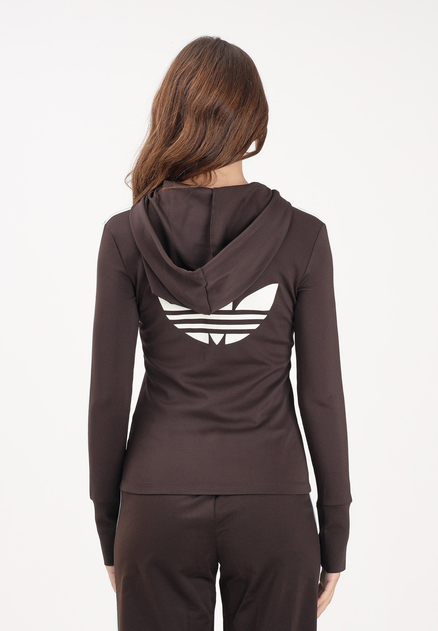 ADIDAS ORIGINALS Felpa con zip Trefoil marrone da donna KW4550 . ADIDAS ORIGINALS 