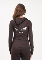 ADIDAS ORIGINALS Felpa con zip Trefoil marrone da donna KW4550 . ADIDAS ORIGINALS 