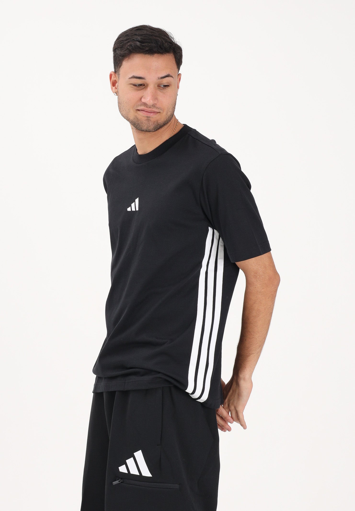 ADIDAS PERFORMANCE T-shirt a manica corta Essentials 3-Stripes Single Jersey nera da uomo JD1906 . ADIDAS PERFORMANCE 