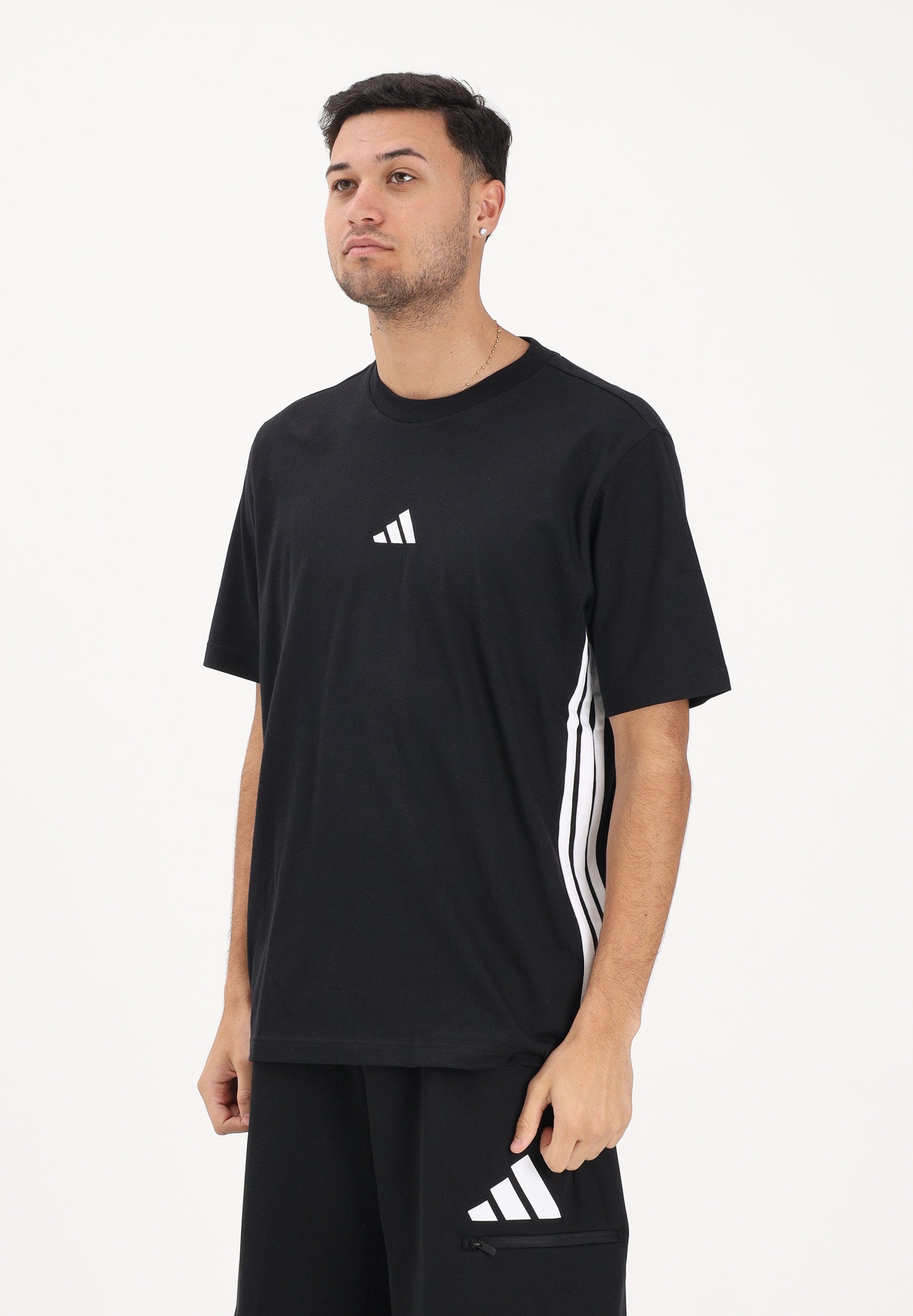 ADIDAS PERFORMANCE T-shirt a manica corta Essentials 3-Stripes Single Jersey nera da uomo JD1906 . ADIDAS PERFORMANCE 