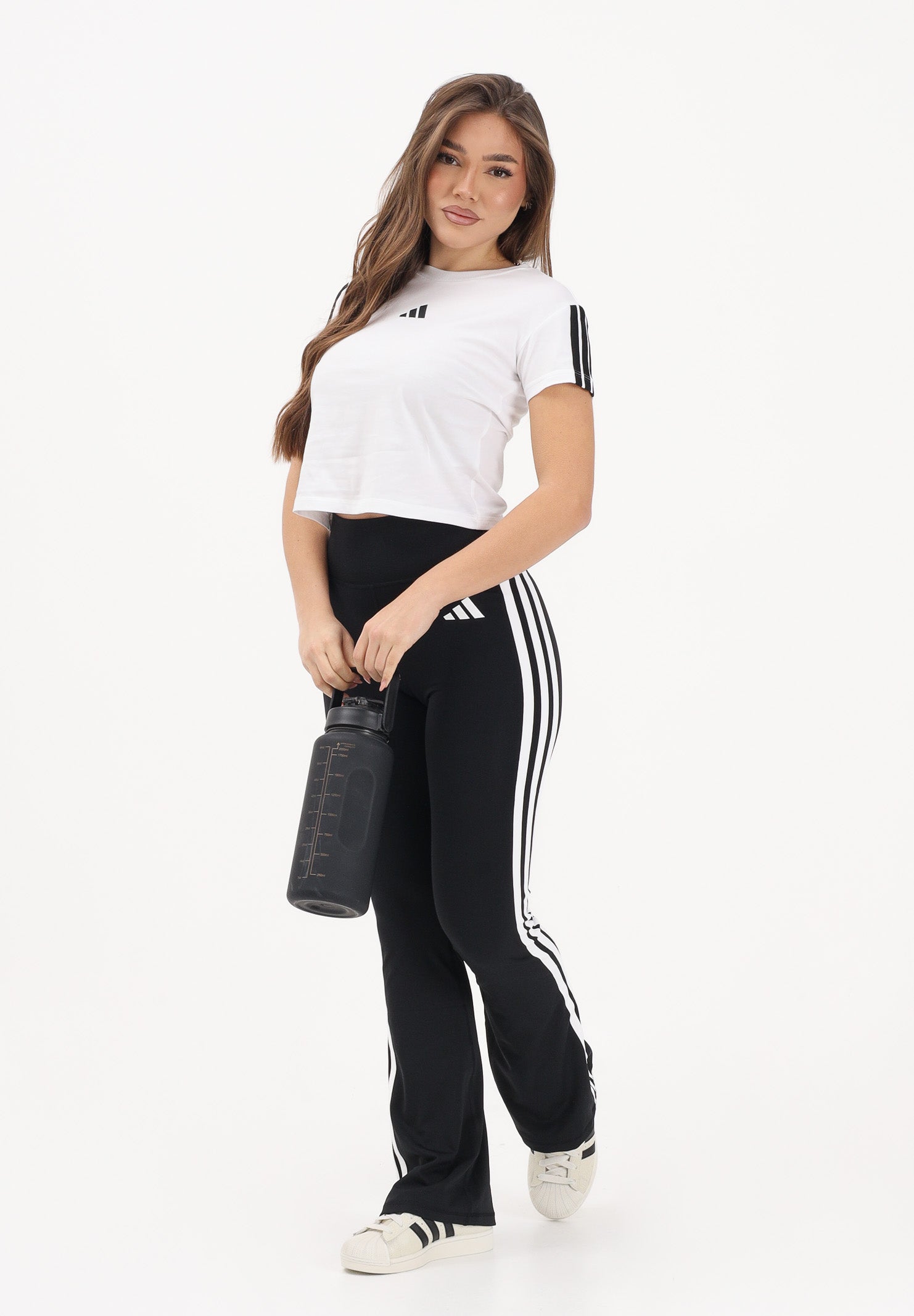 ADIDAS PERFORMANCE Leggings sportivo Optimé Essentials 3-Stripes Flared nero da donna JD6544 . ADIDAS PERFORMANCE 