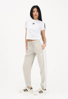 ADIDAS PERFORMANCE Pantalone sportivo Essentials 3-Stripes French Terry Cuffed beige da donna JE0049 . ADIDAS PERFORMANCE 