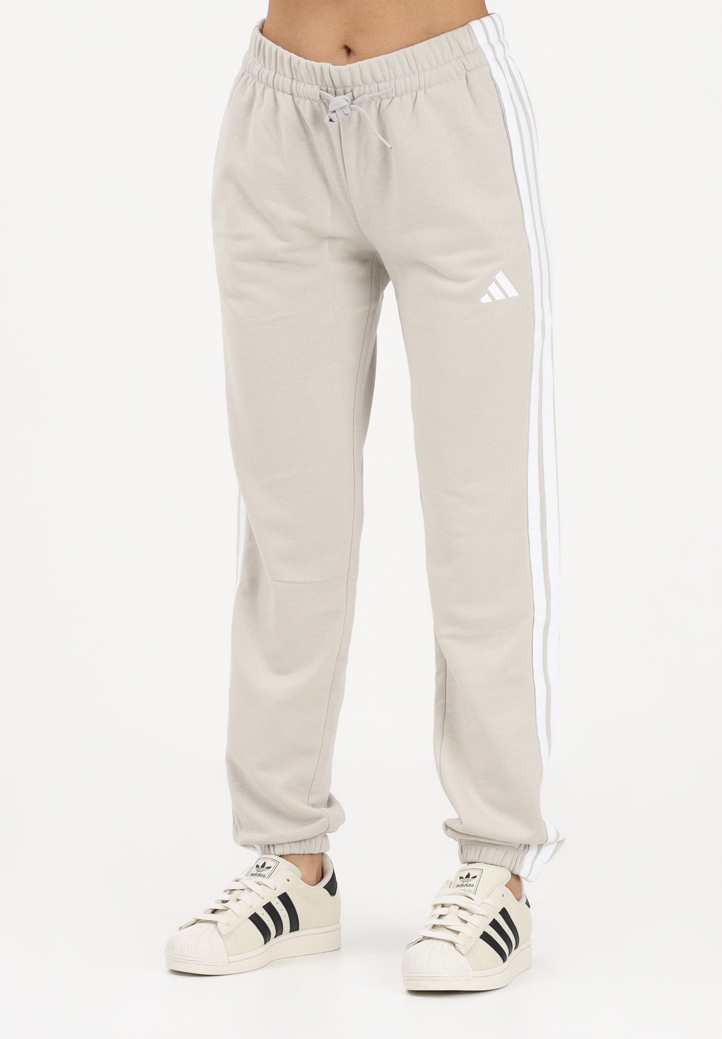 ADIDAS PERFORMANCE Pantalone sportivo Essentials 3-Stripes French Terry Cuffed beige da donna JE0049 . ADIDAS PERFORMANCE 