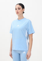ADIDAS PERFORMANCE T-shirt a manica corta Essentials 3-Stripes Slim azzurra da donna JE1227 . ADIDAS PERFORMANCE 