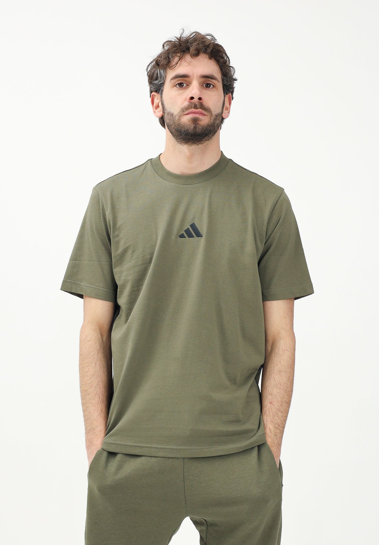 ADIDAS PERFORMANCE T-shirt a manica corta Essentials 3-Stripes verde da uomo JE6391 . ADIDAS PERFORMANCE 