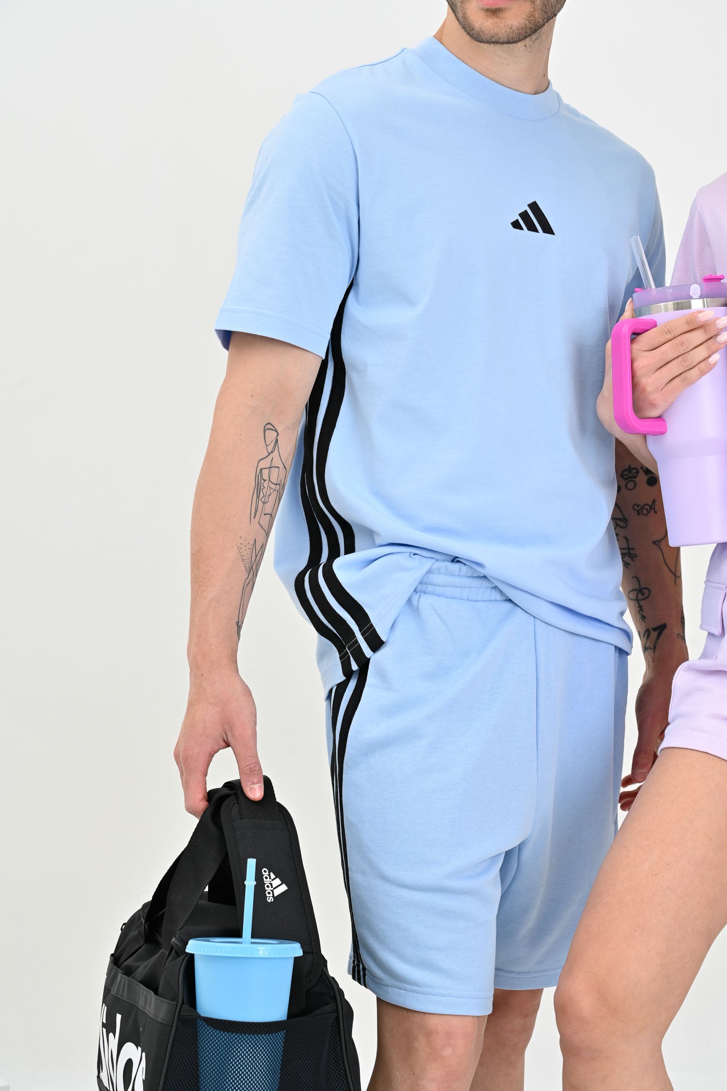 ADIDAS PERFORMANCE T-shirt a manica corta Essentials 3-Stripes Single Jersey azzurra da uomo JE6397 . ADIDAS PERFORMANCE 