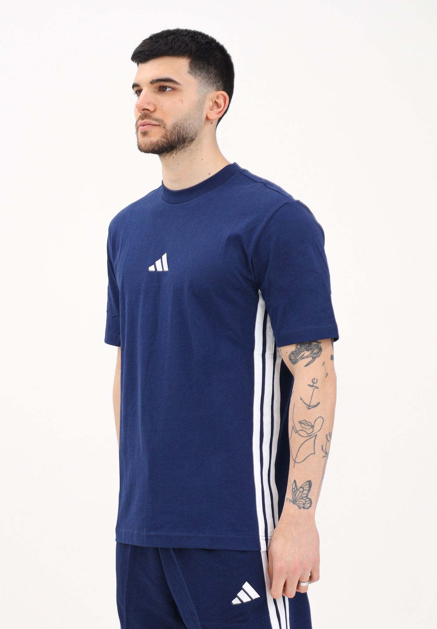 ADIDAS PERFORMANCE T-shirt a manica corta Essentials 3-Stripes blu da uomo JE6399 . ADIDAS PERFORMANCE 