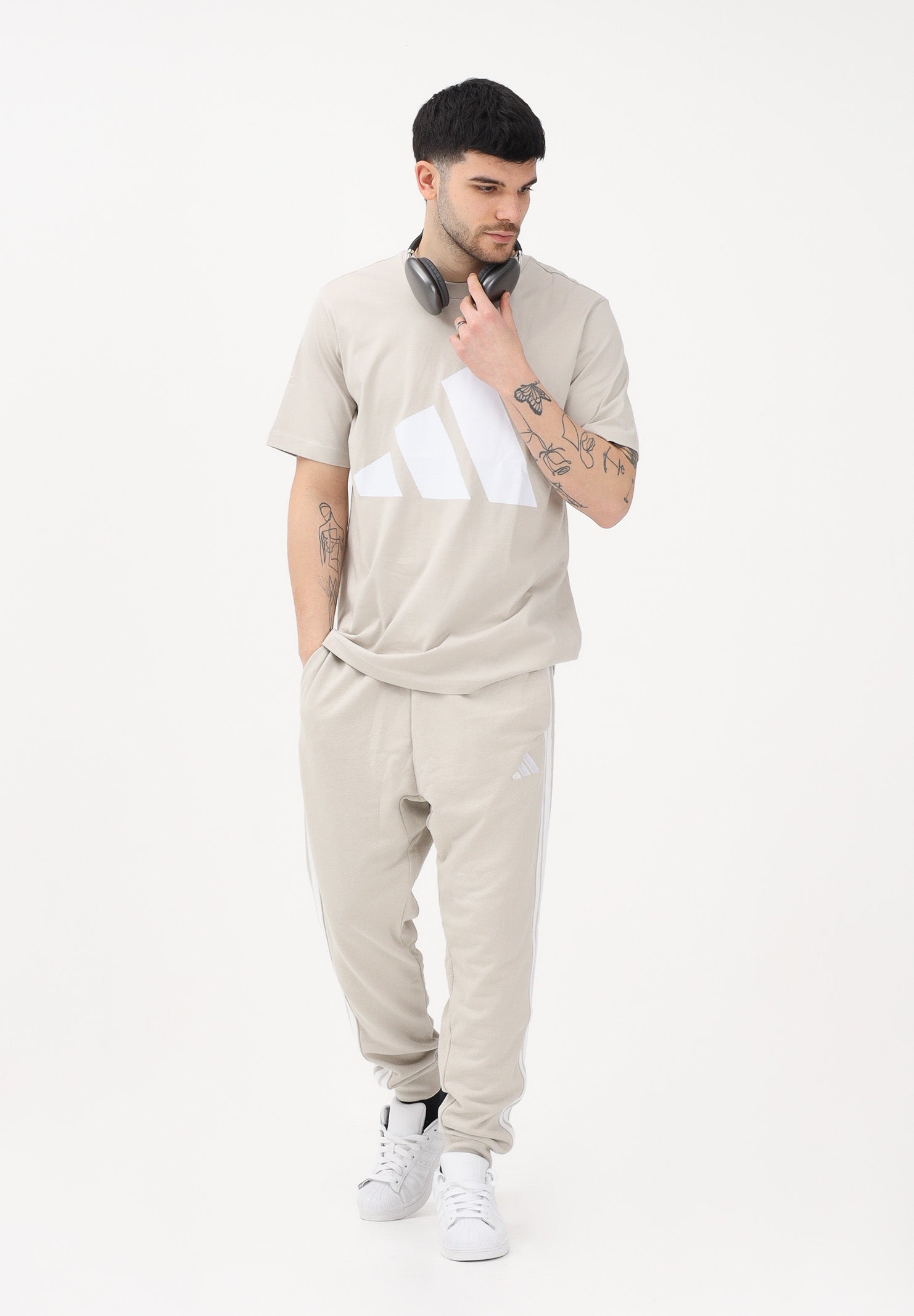 ADIDAS PERFORMANCE T-shirt a manica corta Essentials Big Logo beige da uomo JE8933 . ADIDAS PERFORMANCE 