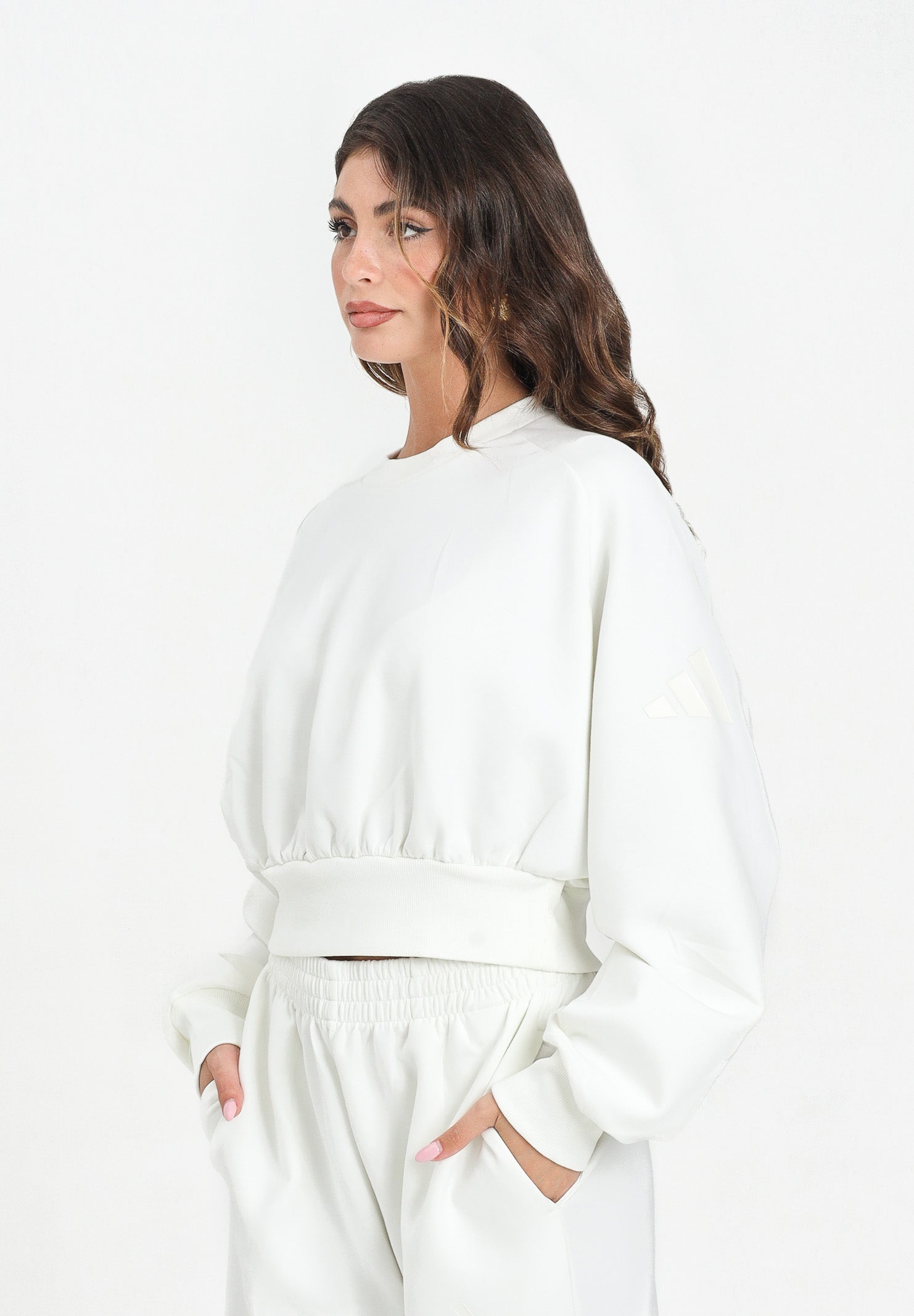 ADIDAS PERFORMANCE Felpa girocollo Soft Lux Loose bianca da donna JV9893 . ADIDAS PERFORMANCE 