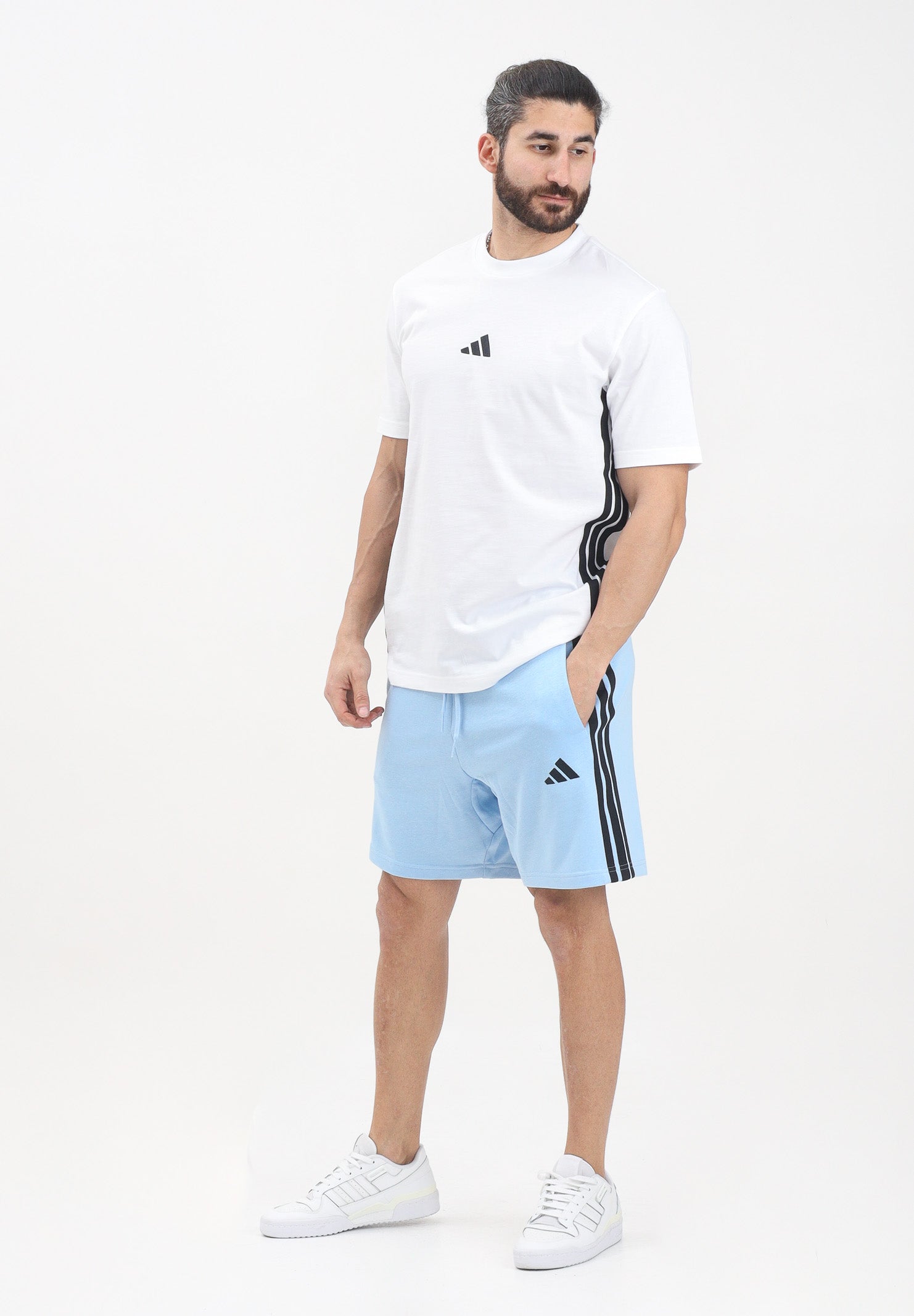 ADIDAS PERFORMANCE Shorts sportivo Train Essentials Piqué 3-Stripes azzurro da uomo JW1890 . ADIDAS PERFORMANCE 