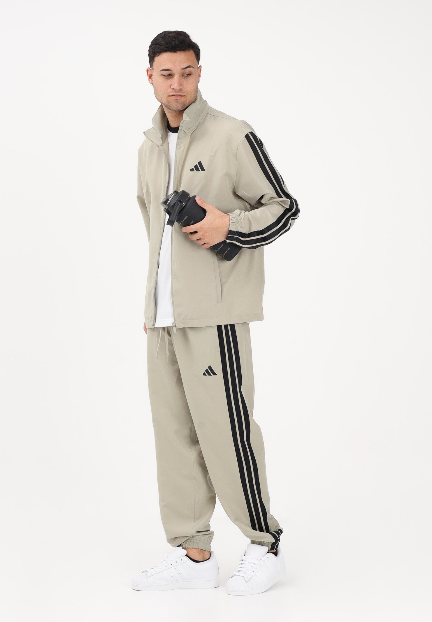ADIDAS PERFORMANCE Tuta 3 STRIPES WOVEN sabbia da uomo JY7720 . ADIDAS PERFORMANCE 