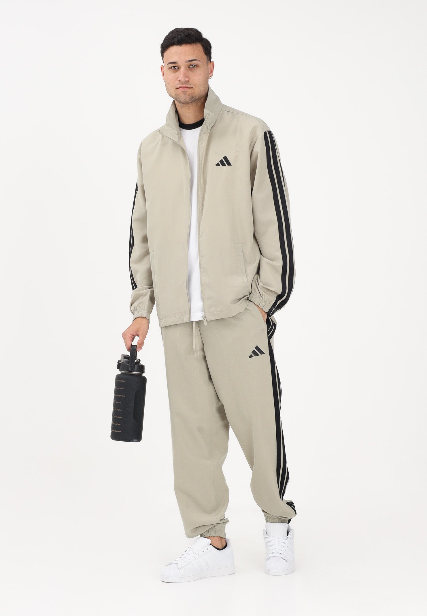 ADIDAS PERFORMANCE Tuta 3 STRIPES WOVEN sabbia da uomo JY7720 . ADIDAS PERFORMANCE 