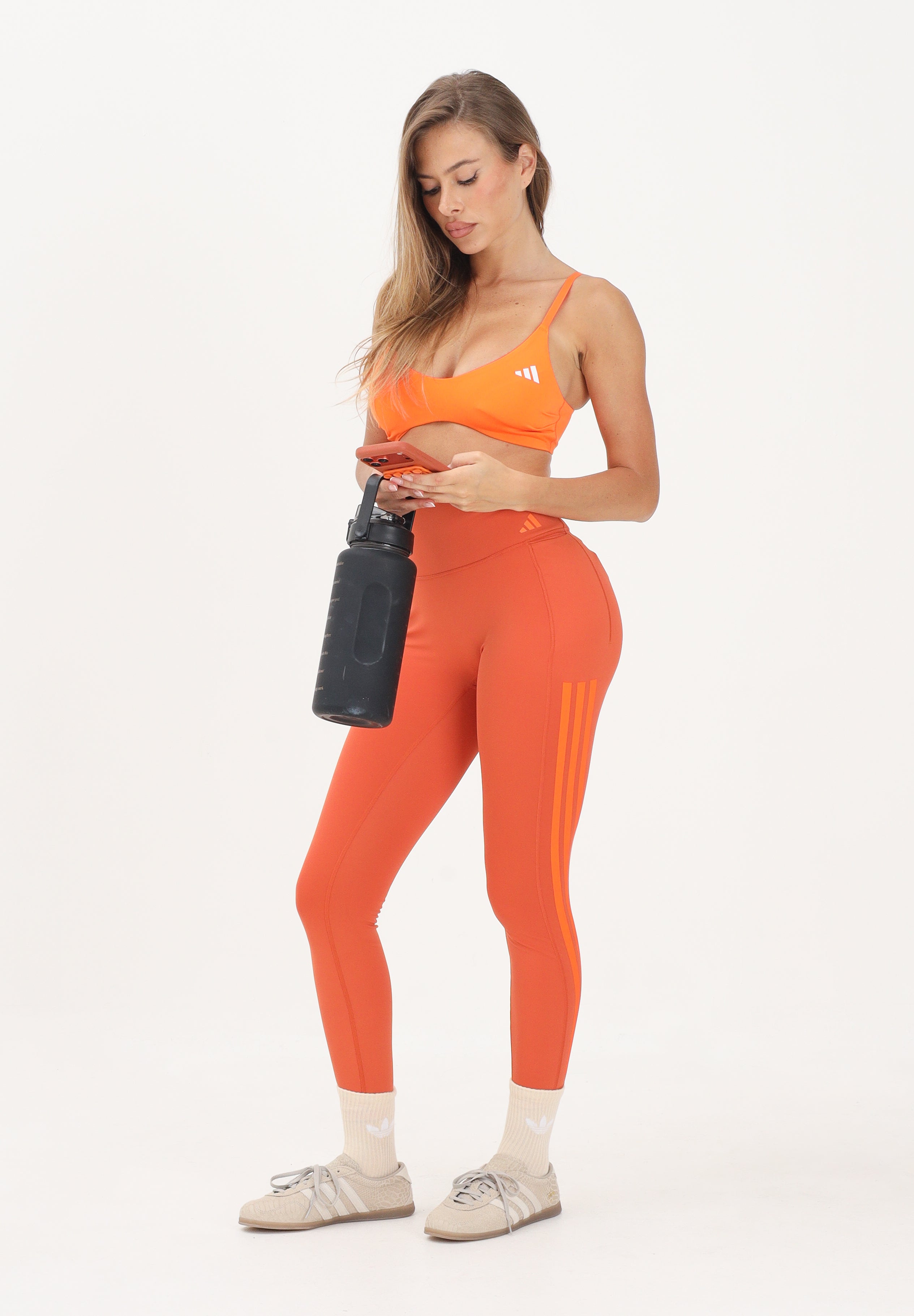 ADIDAS PERFORMANCE Leggings Optime 3-Stripes arancione da donna JZ1058 . ADIDAS PERFORMANCE 
