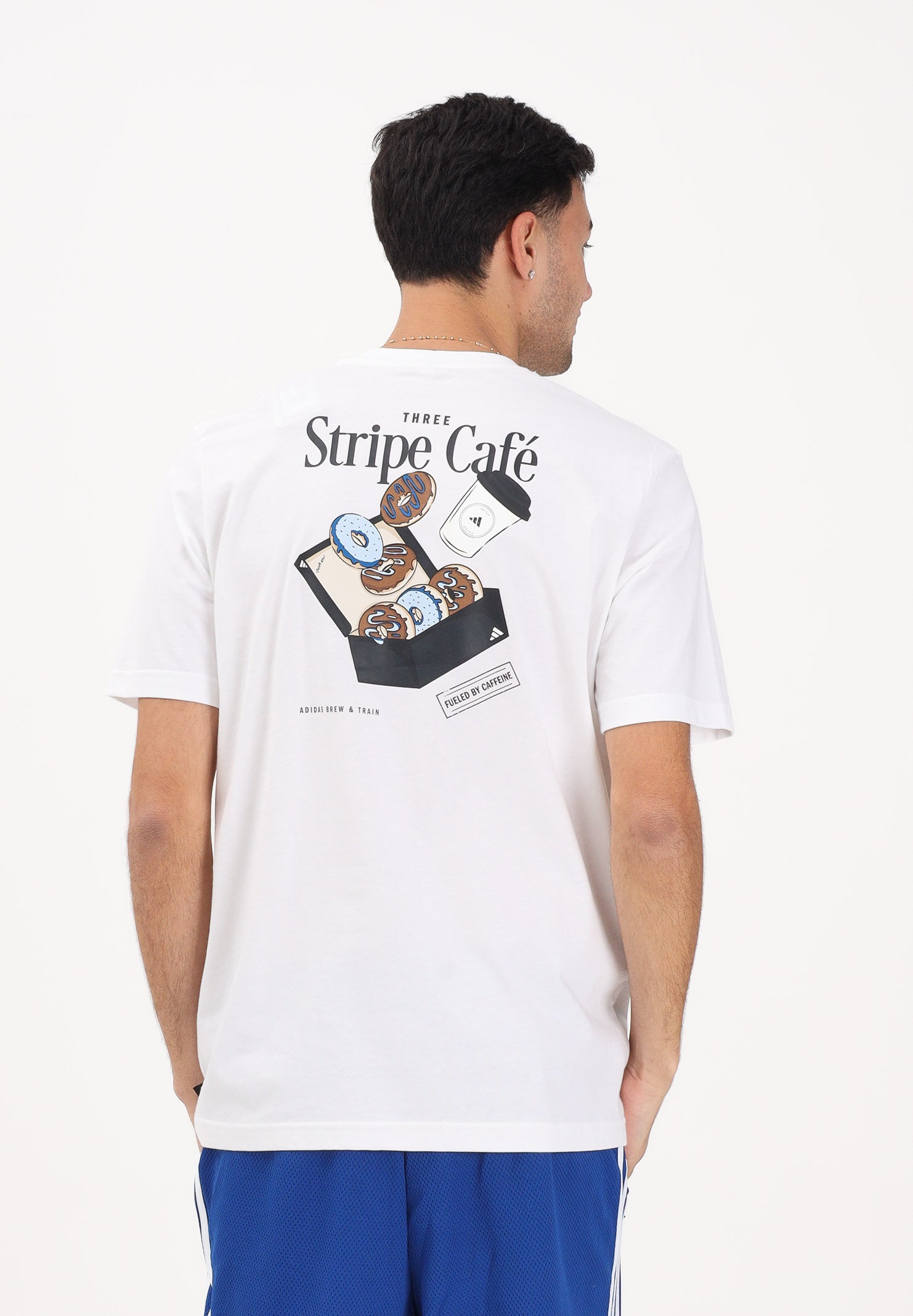 ADIDAS PERFORMANCE T-shirt a manica corta Coffee Cafe Donut Box Graphic bianca da uomo KB2500 . ADIDAS PERFORMANCE 