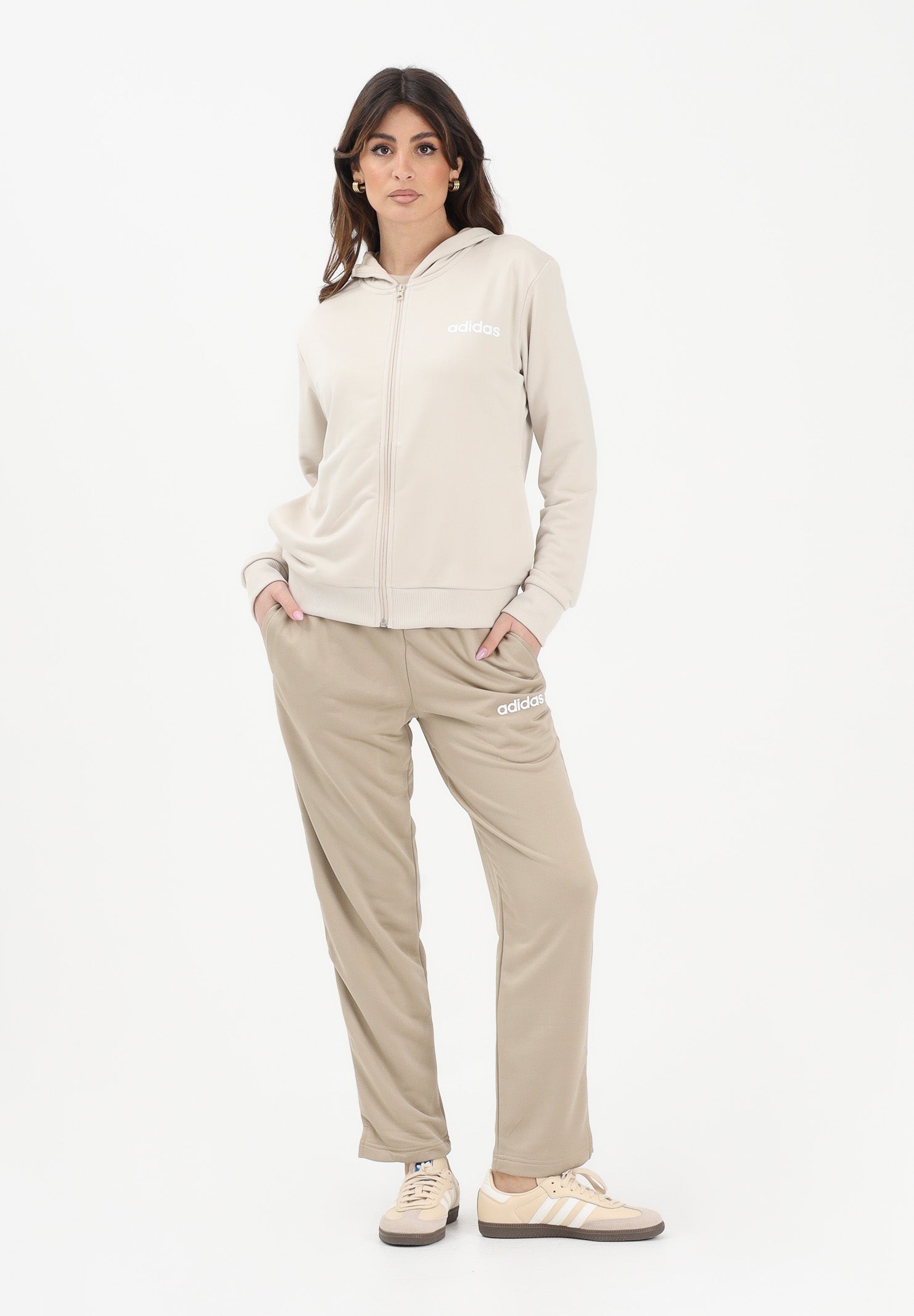 ADIDAS PERFORMANCE Tuta Essentials Linear beige da donna KB8440 . ADIDAS PERFORMANCE 