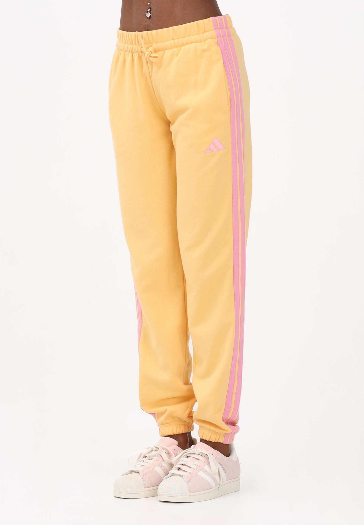 ADIDAS PERFORMANCE Pantalone sportivo ESSENTIALS 3-STRIPES FRENCH TERRY CUFFED arancione e rosa da donna KC5217 . ADIDAS PERFORMANCE 