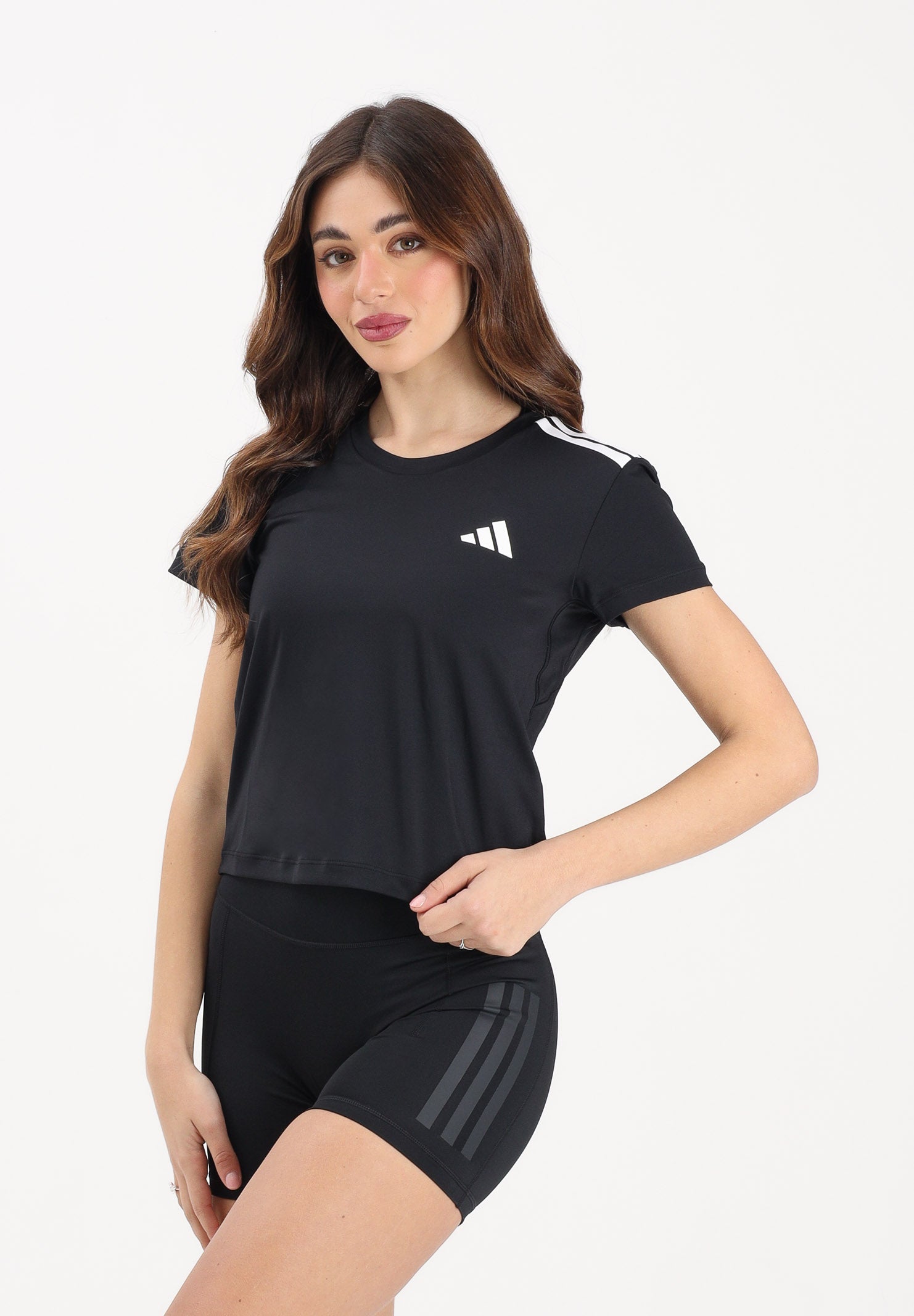 ADIDAS PERFORMANCE T-shirt a manica corta Hyperglam 3-Stripes nera da donna KC7639 . ADIDAS PERFORMANCE 
