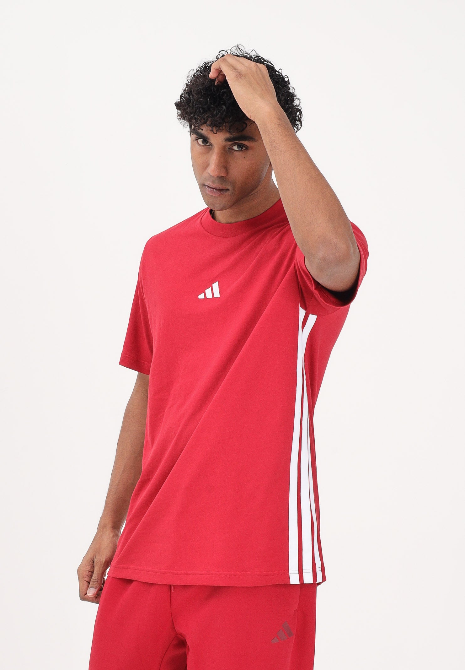 ADIDAS PERFORMANCE T-shirt a manica corta Essential Three Stripes Single Jersey rossa da uomo KD4865 . ADIDAS PERFORMANCE 