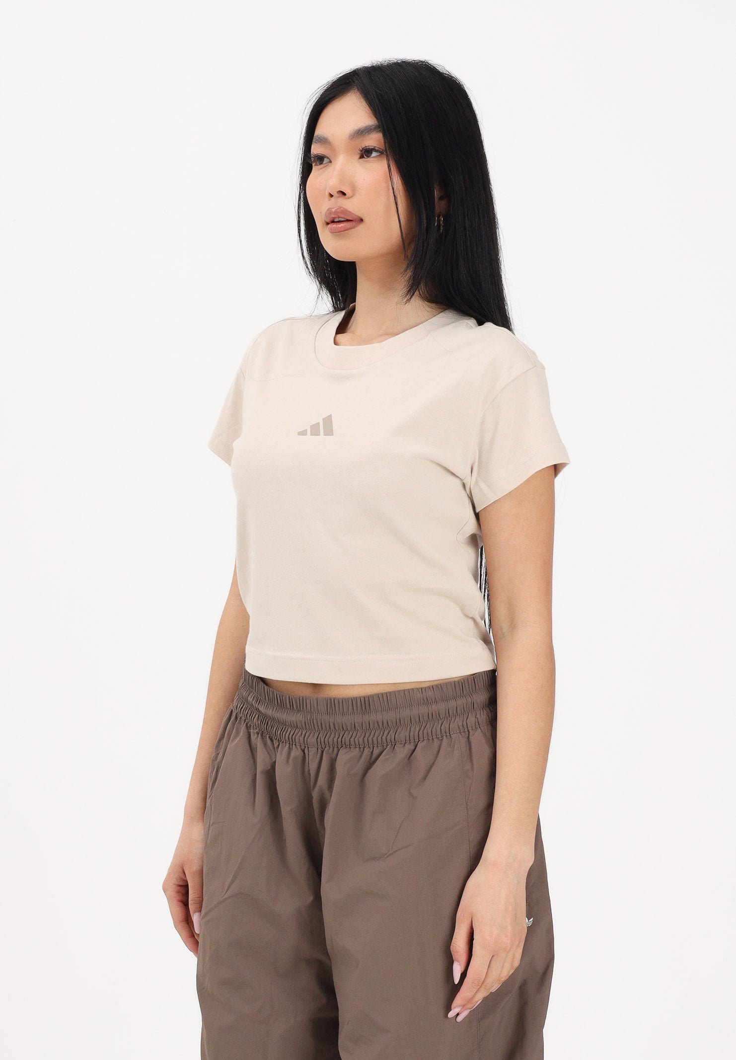 ADIDAS PERFORMANCE T-shirt a manica corta Future Icons Small Logo beige da donna KD7721 . ADIDAS PERFORMANCE 