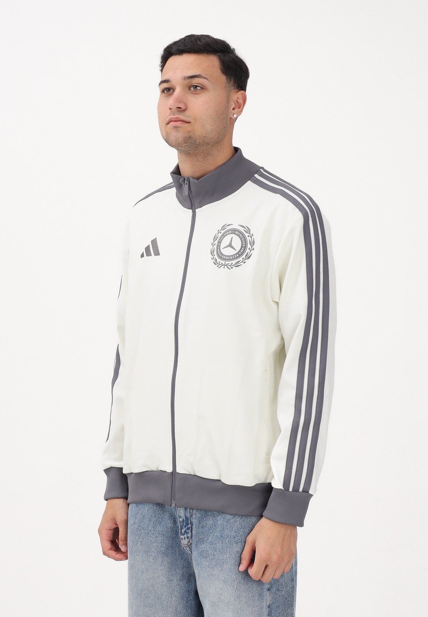 ADIDAS PERFORMANCE Felpa con zip MERCEDES - AMG PETRONAS FORMULA 1 TEAM Silver Arrows Icon panna e grigia da uomo KE8270 . ADIDAS PERFORMANCE 