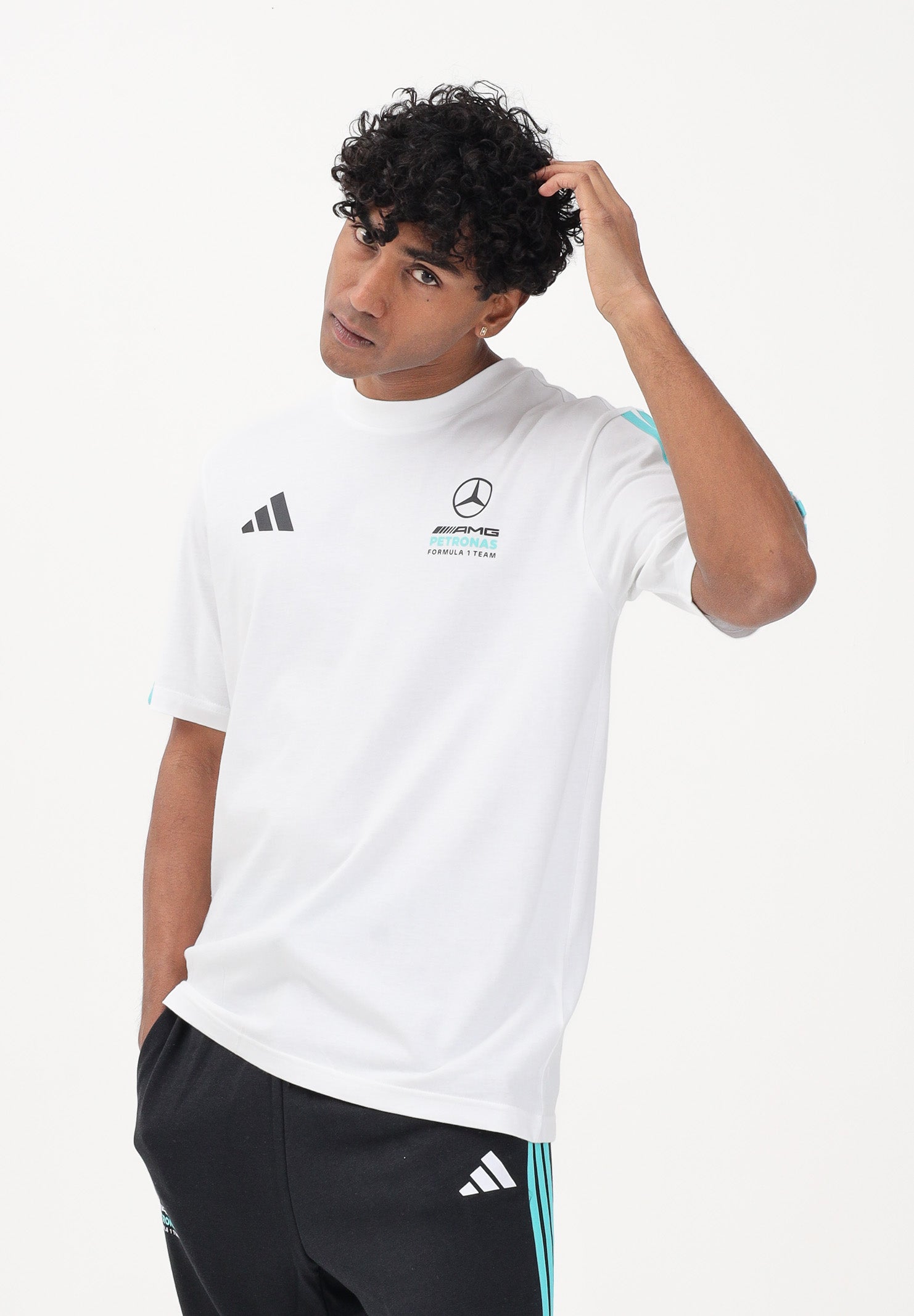 ADIDAS PERFORMANCE T-shirt a manica corta TEAM DNA MERCEDES - AMG PETRONAS FORMULA 1 bianca da uomo KE8162 . ADIDAS PERFORMANCE 