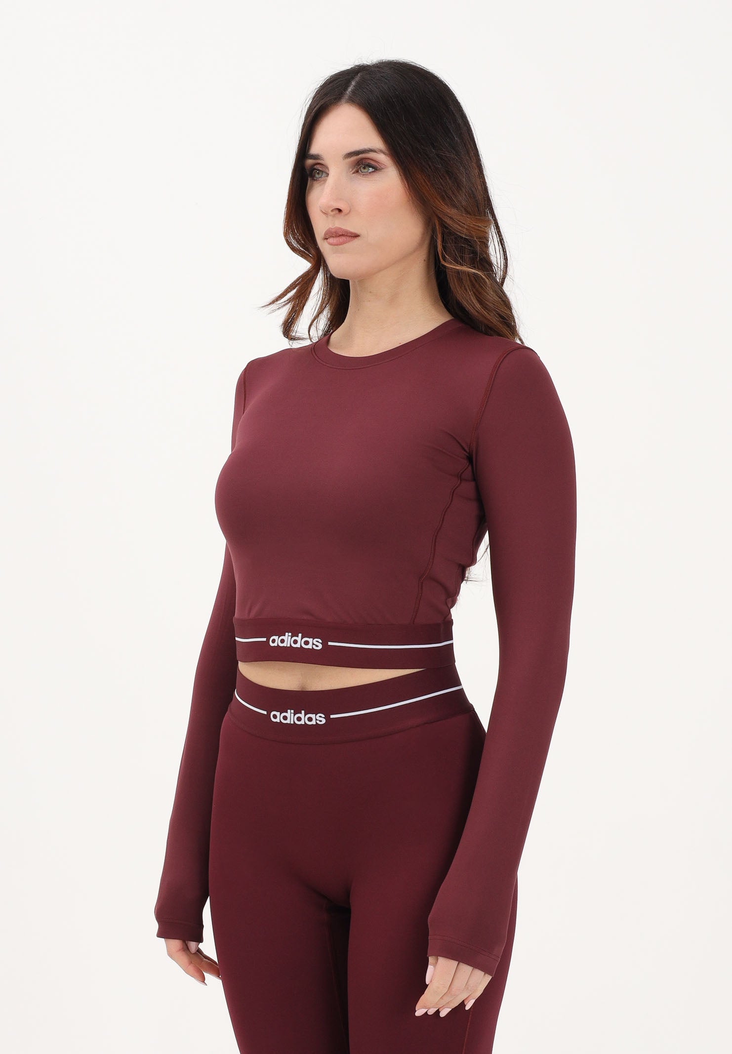 ADIDAS PERFORMANCE Top a manica lunga Hyperglam bordeaux da donna<BR/> KR0374 . ADIDAS PERFORMANCE 