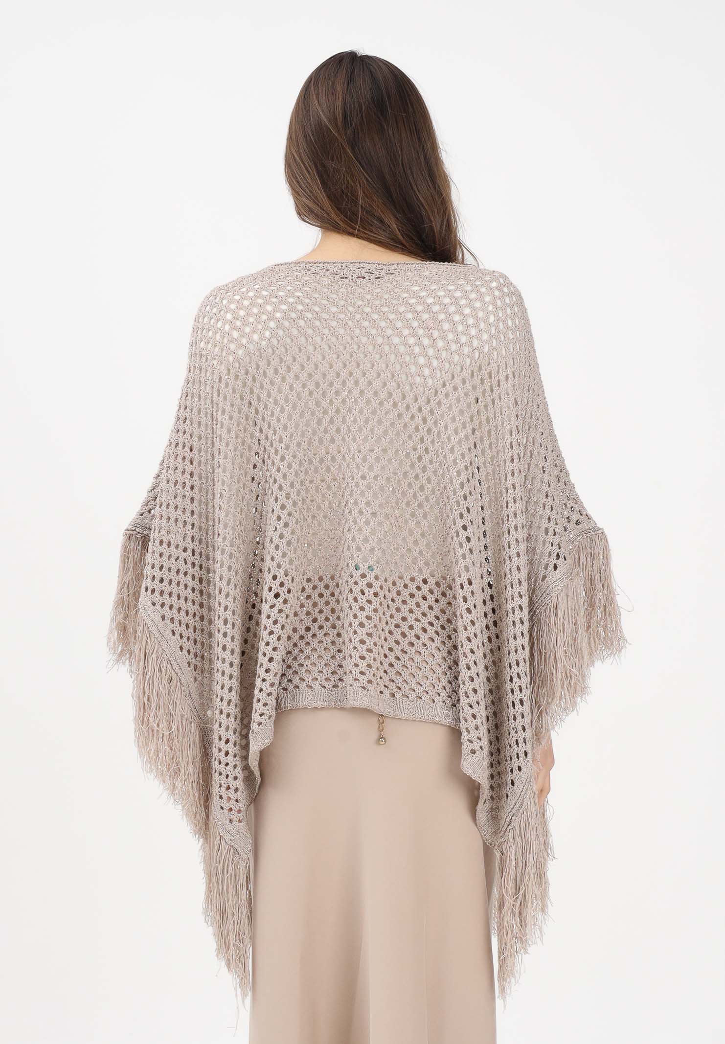 AKEP Mantella beige da donna con frange ACKD13039 V3 AKEP 