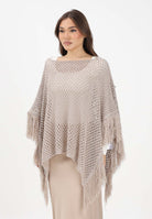 AKEP Mantella beige da donna con frange ACKD13039 V3 AKEP 