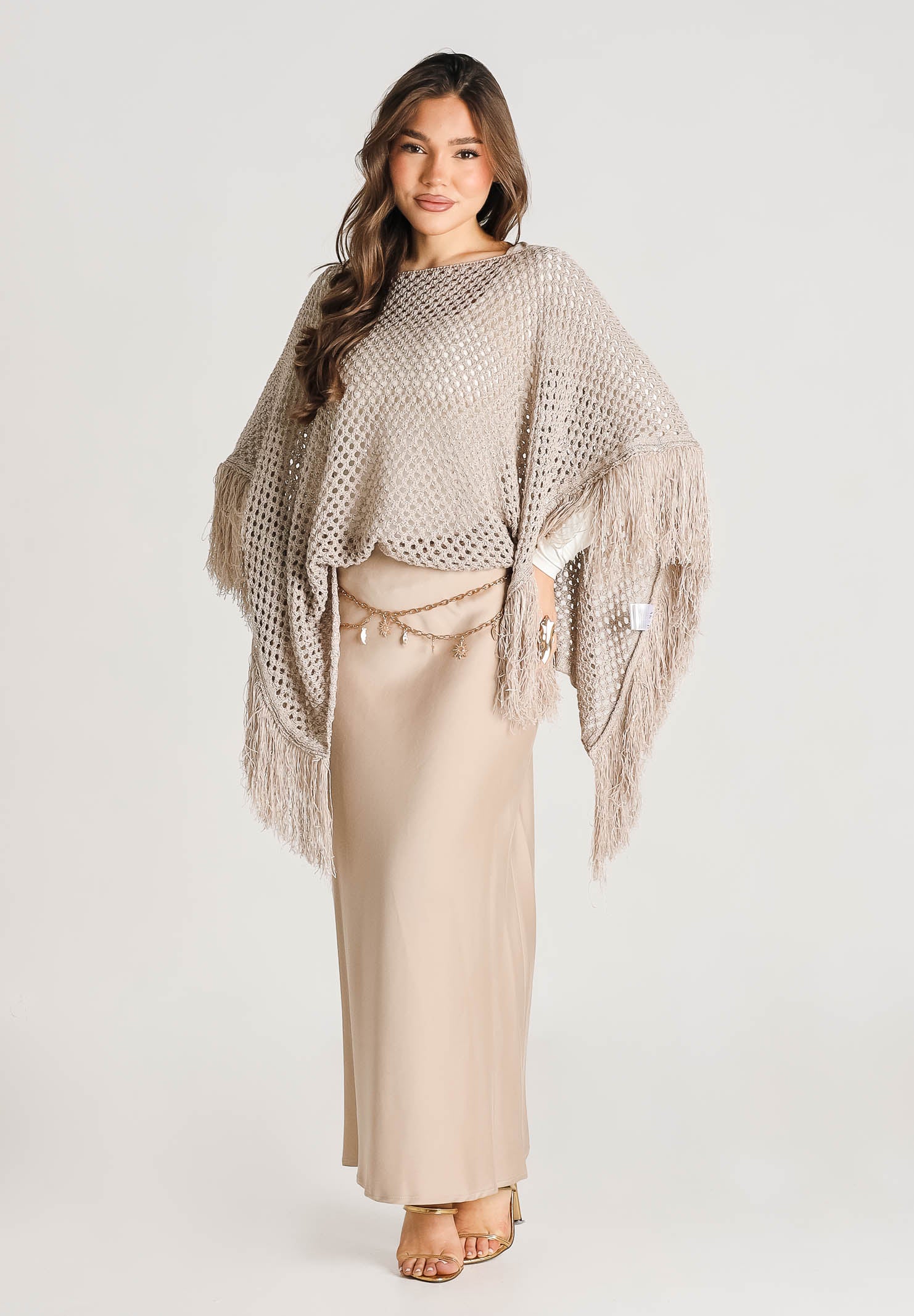 AKEP Gonna lunga beige da donna GOKD13172 V1 AKEP 