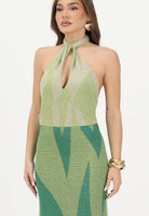 AKEP Abito lungo halter verde da donna con schiena scoperta VSKD13302 V1 AKEP 