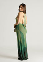 AKEP Abito lungo halter verde da donna con schiena scoperta VSKD13302 V1 AKEP 