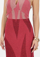 AKEP Abito lungo halter rosso fragola da donna con schiena scoperta VSKD13302 V2 AKEP 
