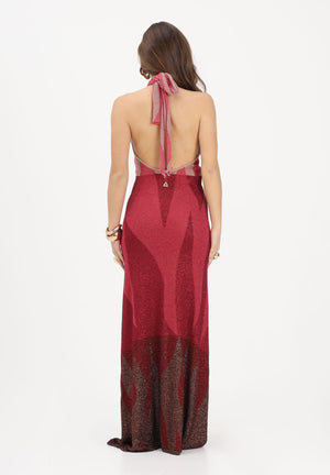 AKEP Abito lungo halter rosso fragola da donna con schiena scoperta VSKD13302 V2 AKEP 