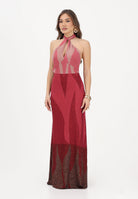 AKEP Abito lungo halter rosso fragola da donna con schiena scoperta VSKD13302 V2 AKEP 