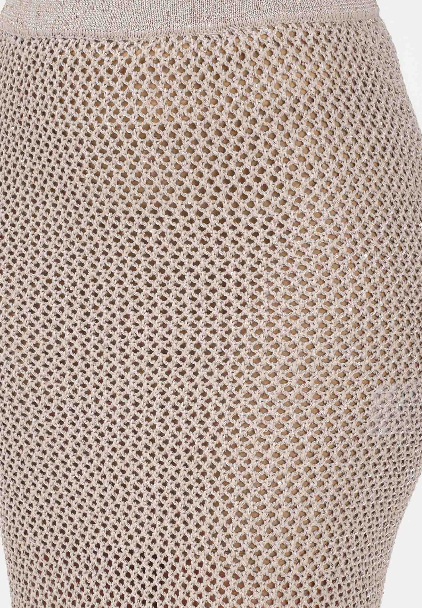 AKEP Gonna lunga beige da donna con spacco e dettagli trasparenza GOKD13038 V3 AKEP 