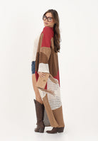 AKEP Cardigan lungo multicolore da donna in maglia traforata MGKD13070 V1 AKEP 