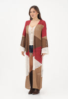AKEP Cardigan lungo multicolore da donna in maglia traforata MGKD13070 V1 AKEP 