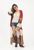 AKEP Cardigan lungo multicolore da donna in maglia traforata MGKD13070 V1 AKEP 