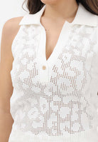 AKEP Top bianco da donna in maglia traforata PLKD13224 V6 AKEP 